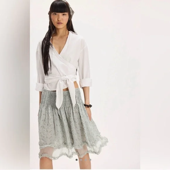 New! Free People Sanderson Midi Skirt in color Sky Gray size medium - Picture 3 of 7